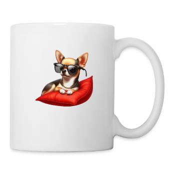 Chihuahua portant des lunettes de soleil - Mug blanc - blanc - Droite