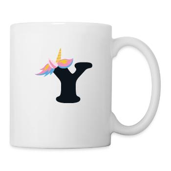 Einhorn-Buchstabe Regenbogenstyle "Y" | be unique - Tasse - Weiß - Rechts