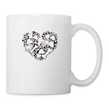 Herz,hundepfote, Hunde, Tatze, Knochen - Tasse - Weiß - Rechts