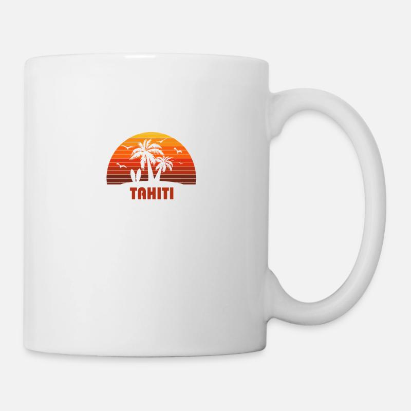 Souvenir cool de coucher de soleil sur la plage de Tahiti - Mug blanc - blanc