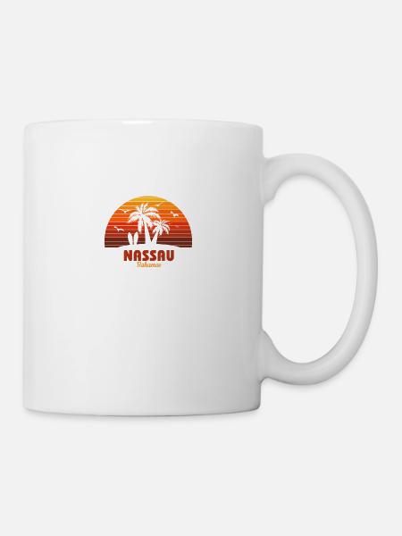 Souvenir cool de la plage de Nassau Bahamas au coucher du soleil - Mug blanc - blanc