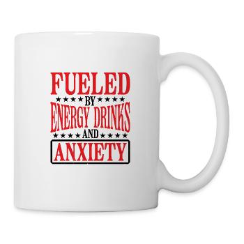 Alimenté par les boissons énergisantes et l’anxiété 6 - Mug blanc - blanc - Droite