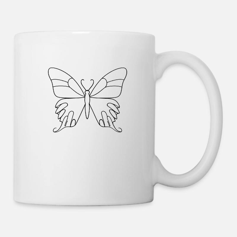 Lineart Schmetterling - Tasse - Weiß