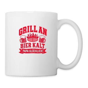 Grillen Papa Bier - Tasse - Weiß - Rechts