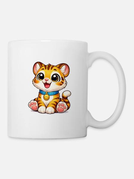 Tigre chaton avec des clochettes - Mug blanc - blanc