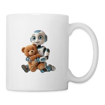 Best Friends – Cute Robot Effi AI with Teddy Bear - Mug - white - Right