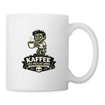 Kaffee Zombie Tech-Gag - Tasse - Weiß - Rechts