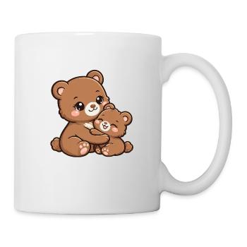Un ours brun serre son doux bébé dans ses bras - Mug blanc - blanc - Droite