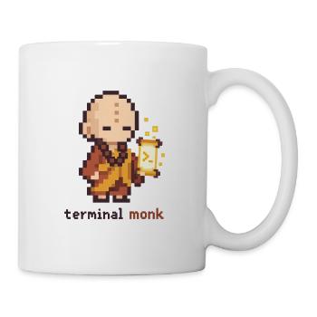 Pixelmönch mit Laterne - Tasse - Weiß - Rechts