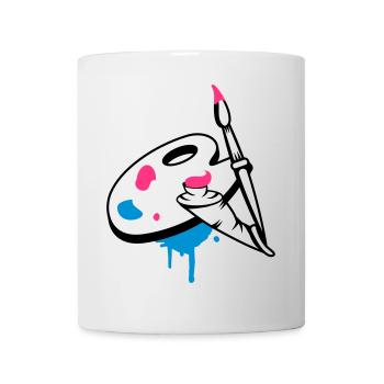 Paint brush, color and painter's palette - Mug - white - Front