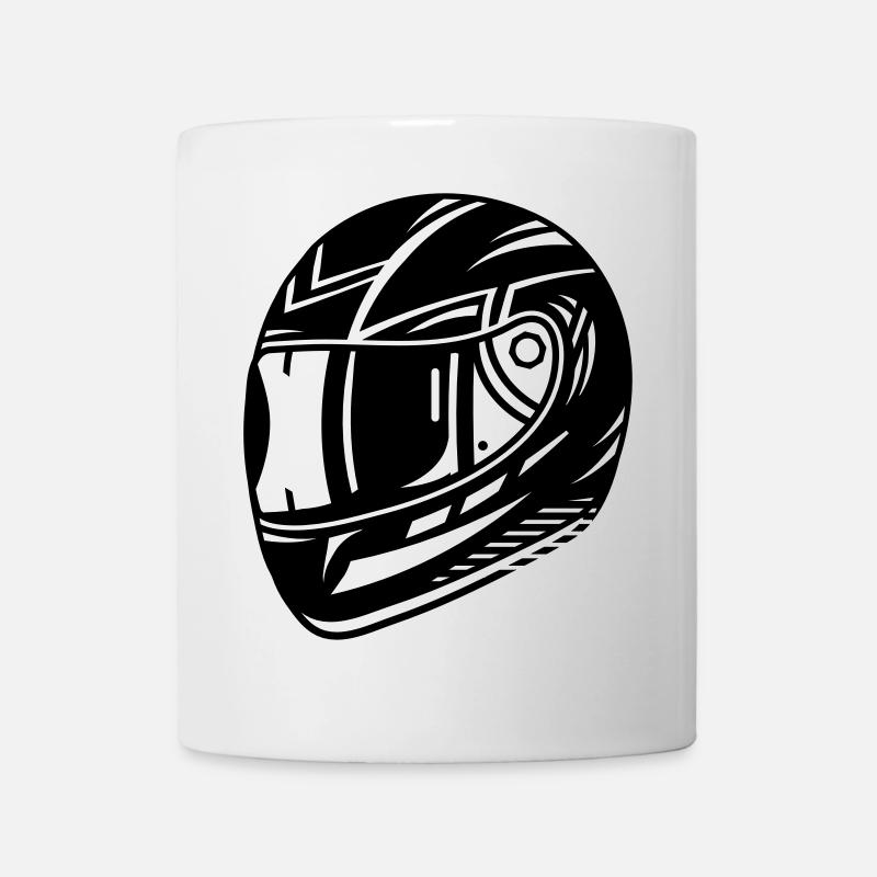 Motorradhelm in Schwarz Weiß - Tasse - Weiß
