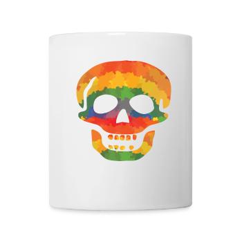 Farbiger Totenschädel - Tasse - Weiß - Vorne