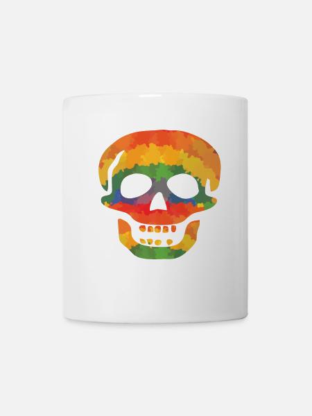 Farbiger Totenschädel - Tasse - Weiß