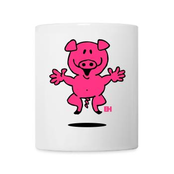 Whimsical Pink Pig Cartoon Design - Mug - white - Front