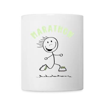 Lustiger Marathon Läufer - Strichmännchen - Tasse - Weiß - Vorne