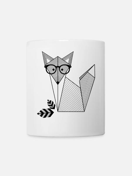 Origami Fox with Glasses - Mug - white