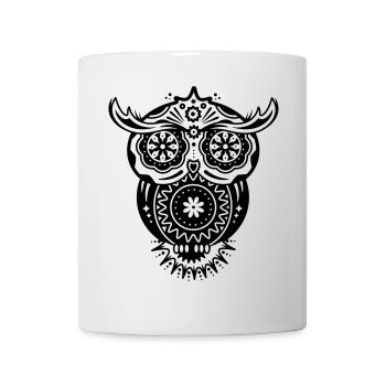 Eule mit verschiedenen Verzierungen im - Tasse - Weiß - Vorne