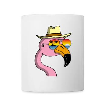 Flamant rose en vacances - Mug blanc - blanc - Devant