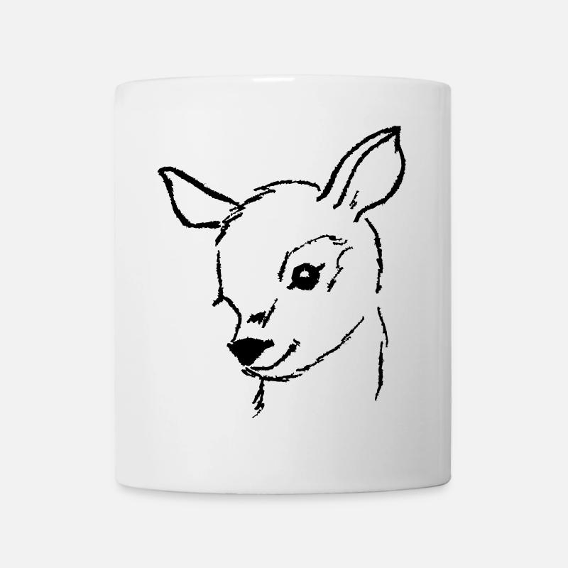 Roe deer fawn hand painted deer head - Mug - white
