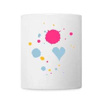 Farbkleckse,Tropfen und Herz - Tasse - Weiß - Vorne