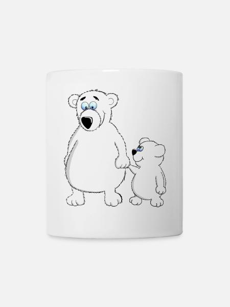 Drolly baby bear with dad or mom - Mug - white