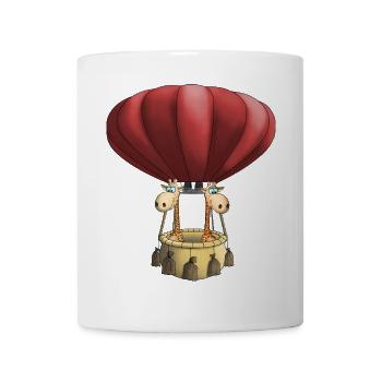 Girafe drôle de dessin animé de ballon à air chaud - Mug blanc - blanc - Devant