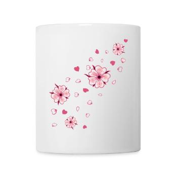 Flying Cherry Blossoms with Hearts Sakura Spring - Mug - white - Front