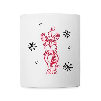 Elk, reindeer with snowflakes and stars - Mug - white - Front