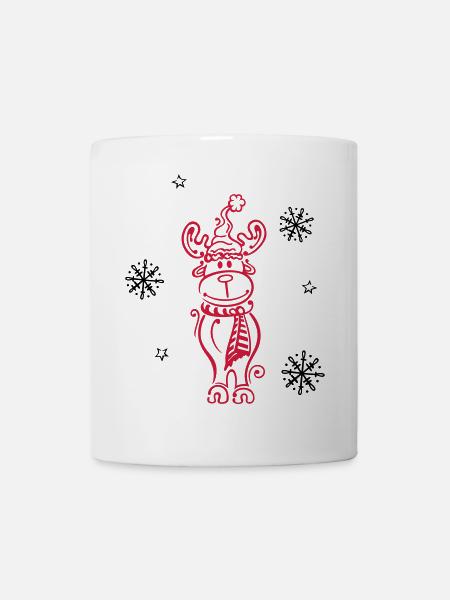 Wapiti, rennes avec des flocons - Mug blanc - blanc