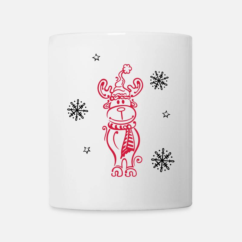 Elk, reindeer with snowflakes and stars - Mug - white