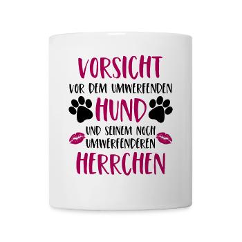 Vorsicht vor dem umwerfenden Hund Version Herrchen - Tasse - Weiß - Vorne