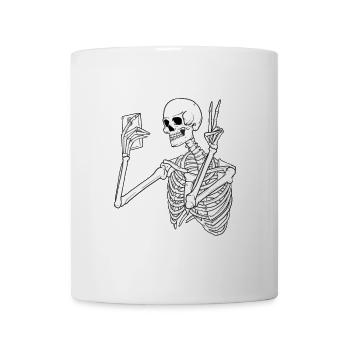 Skeleton with mobile phone - Mug - white - Front