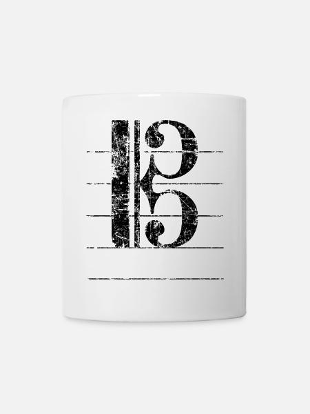 Tenorschlüssel - Notenschlüssel Cello / Posaune - Tasse - Weiß
