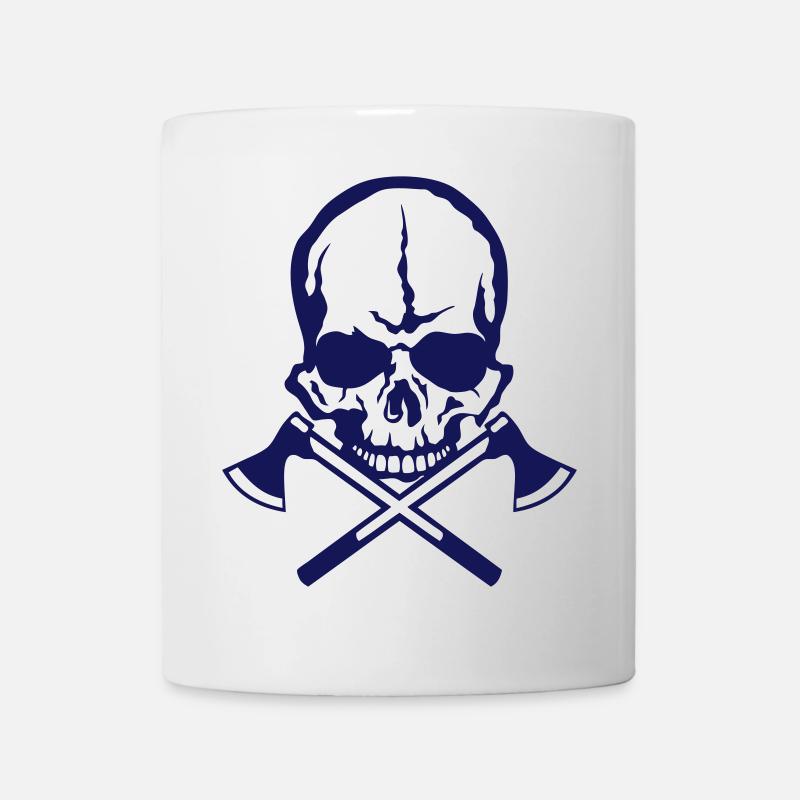 dead head cross ax skull - Mug - white