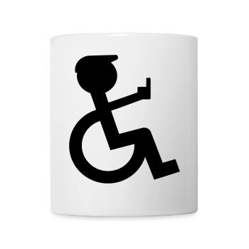 Wheelchair rider shows middle finger # - Mug - white - Front