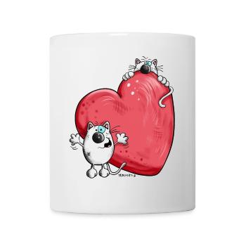 Cat with heart - Mug - white - Front