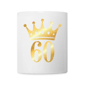 60. Geburtstag Geschenk mit Krone (Goldgelb) - Tasse - Weiß - Vorne