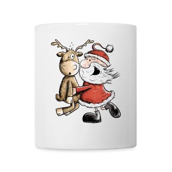 Weihnachtsmann Mit Rentier I Weihnachten Geschenk - Tasse - Weiß - Vorne
