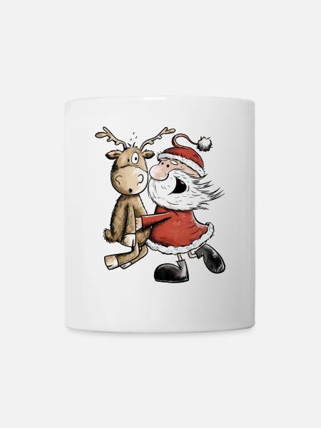 Weihnachtsmann Mit Rentier I Weihnachten Geschenk - Tasse - Weiß
