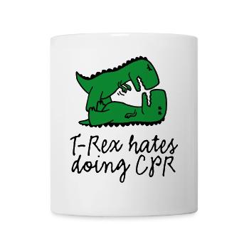 T-Rex hates doing CPR first aid instructor - Mug - white - Front