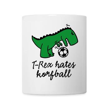 T-Rex hates korfball ball funny dinosaur cartoon - Mug - white - Front