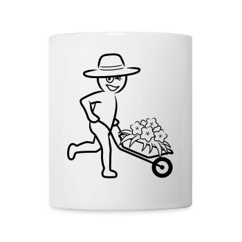 Gärtner / Gärtnerin - schwarz-weiß / einfärbbar - Tasse - Weiß - Vorne
