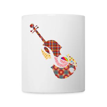 schöne Patchwork Violine mit Violinschlüssel - Tasse - Weiß - Vorne