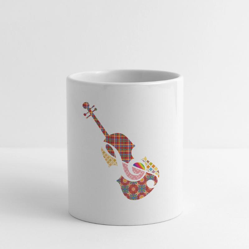 beau violon patchwork avec clé de sol Mug blanc
