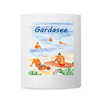 Lake Garda on the beach - Mug - white - Front