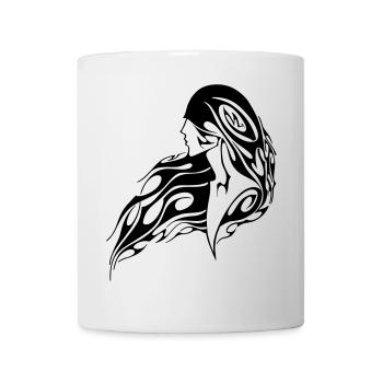 Tattoo Hoodie selber bedrucken - Motiv Frau - Tasse - Weiß - Vorne