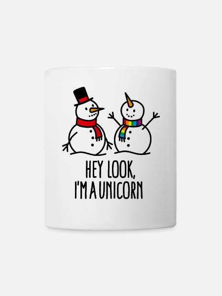 Hey look I'm a unicorn, snowman, christmas - Mug - white