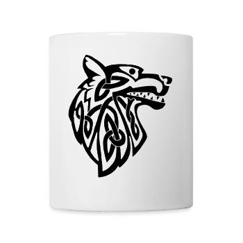 loup noir viking - Mug blanc - blanc - Devant