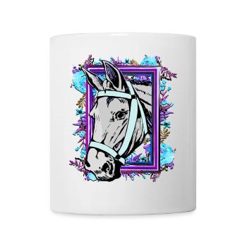 Equitation - cavalier - sport équestre - tête de cheval - cheval - Mug blanc - blanc - Devant