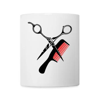 Schere- und Kammlogo für Friseursalon. - Tasse - Weiß - Vorne